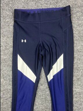 Under Armour Running Leggings Athletic Pants Style 1292129 Blue Compression XS